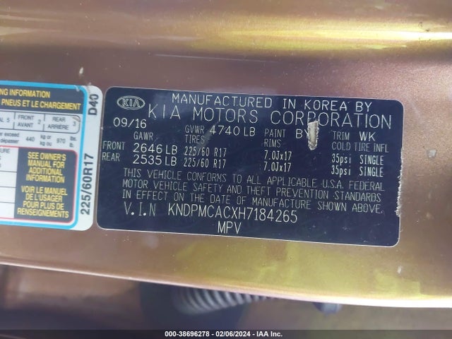 KIA Sportage Lx 2017 KNDPMCACXH7184265 Image 9