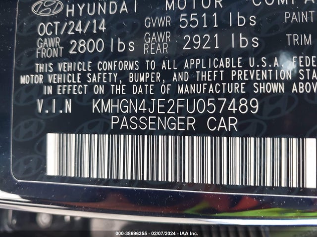 Hyundai Genesis 3.8 2015 KMHGN4JE2FU057489 Image 9