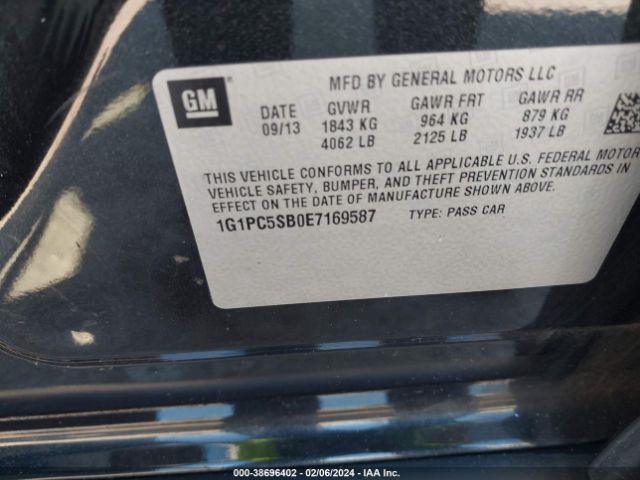 1G1PC5SB0E7169587 Chevrolet Cruze 1lt Auto
