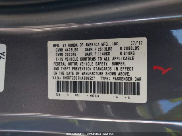 1HGCT2B07HA006527 Honda Accord Touring V6