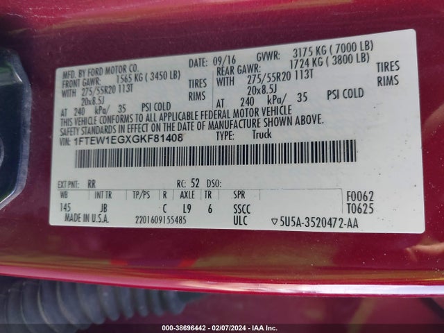 Ford F-150 Xlt 2016 1FTEW1EGXGKF81408 Image 9