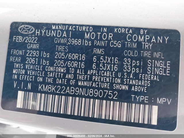 Hyundai Kona Se 2022 KM8K22AB9NU890752 Image 9