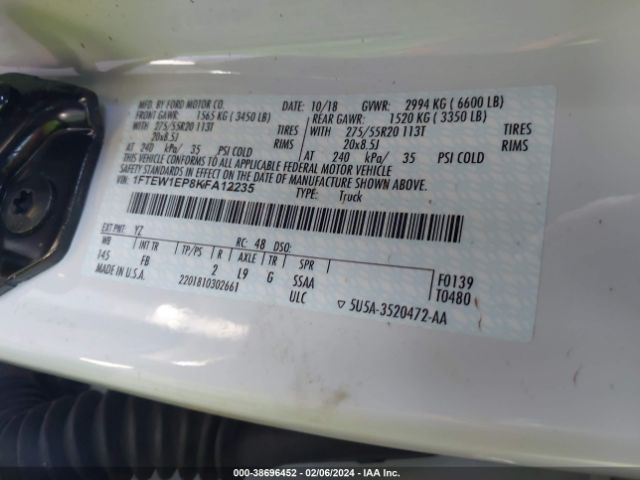 1FTEW1EP8KFA12235 Ford F-150 Xlt
