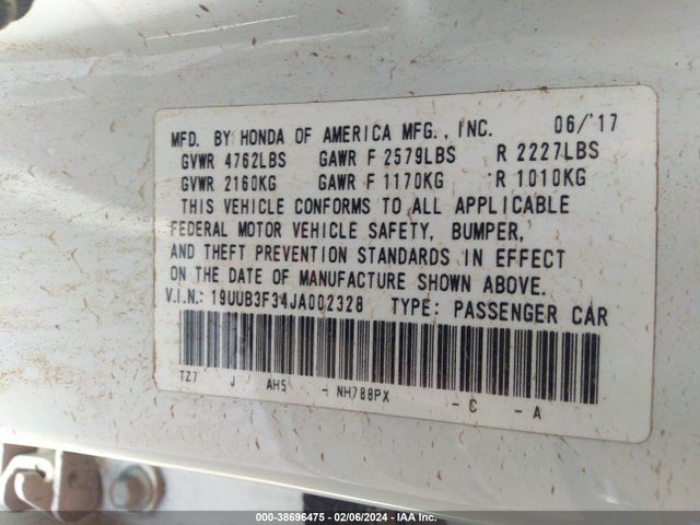 Acura TLX 2018 19UUB3F34JA002328 Image 9