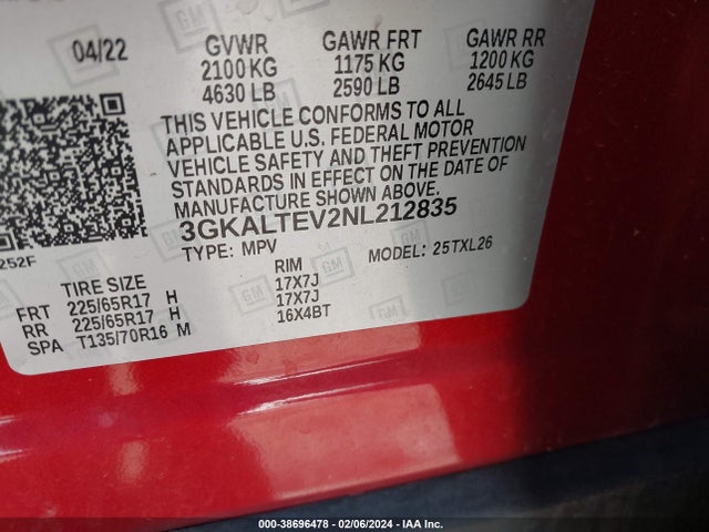 GMC Terrain Awd Sle 2022 3GKALTEV2NL212835 Image 9