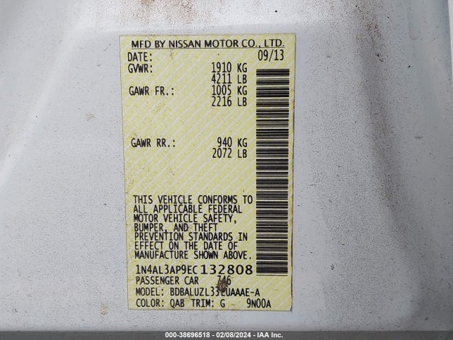 Nissan Altima 2.5 Sv 2014 1N4AL3AP9EC132808 Image 9