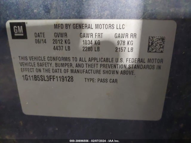 Chevrolet MALIBU LS 2015 1G11B5SL3FF119128 Image 9