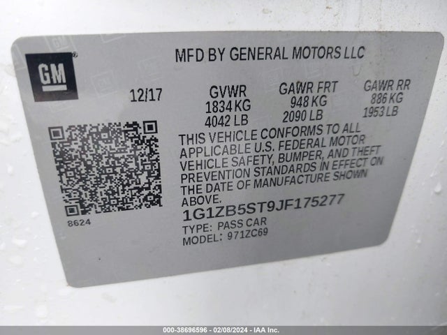 Chevrolet Malibu 1ls 2018 1G1ZB5ST9JF175277 Image 9