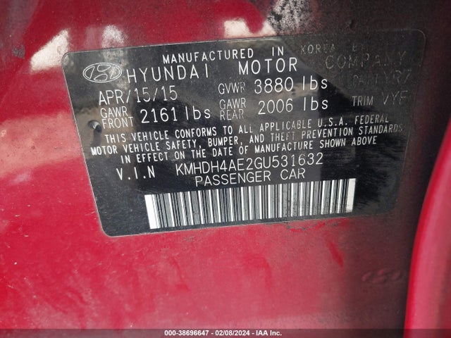Hyundai ELANTRA SE 2016 KMHDH4AE2GU531632 Image 9