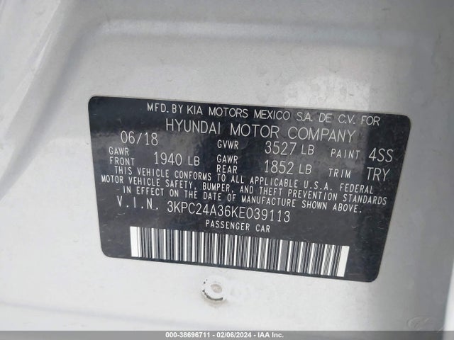 Hyundai ACCENT SE 2019 3KPC24A36KE039113 Image 9