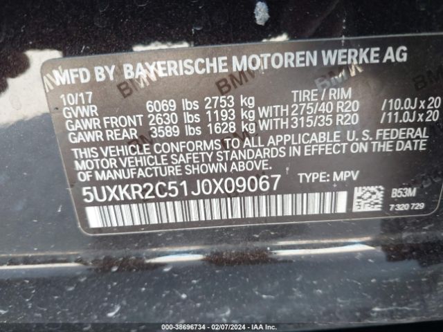 5UXKR2C51J0X09067 BMW X5 Sdrive35i