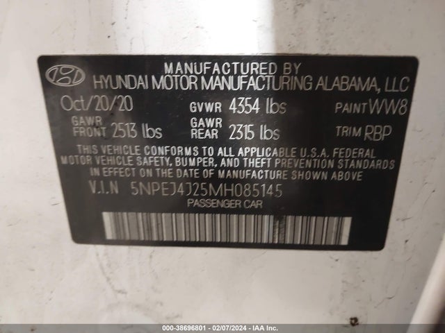 Hyundai Sonata Sel Plus 2021 5NPEJ4J25MH085145 Image 9