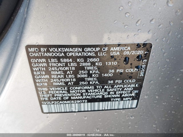 1V2LP2CA0MC529072 Volkswagen Atlas 2.0t Se