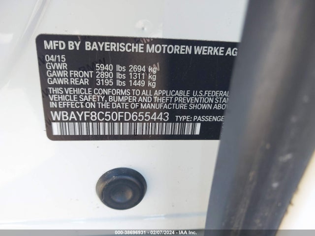 BMW 750li Xdrive 2015 WBAYF8C50FD655443 Image 9