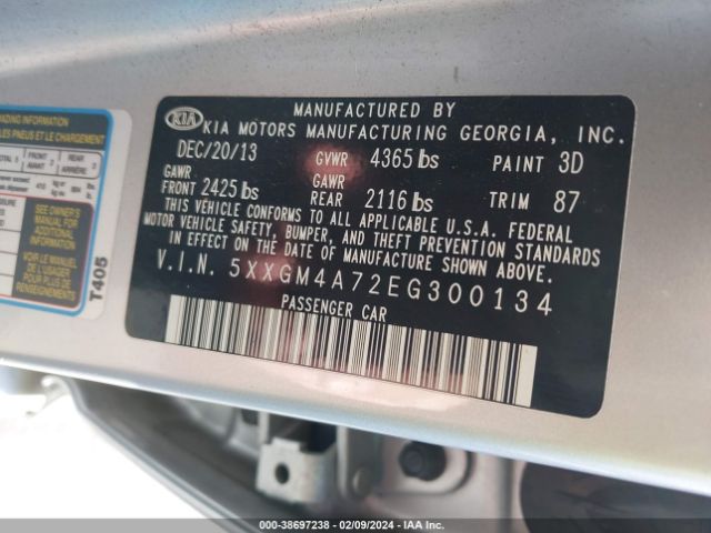 5XXGM4A72EG300134 KIA Optima Lx
