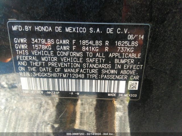 3HGGK5H87FM712948 Honda Fit Ex/ex-l
