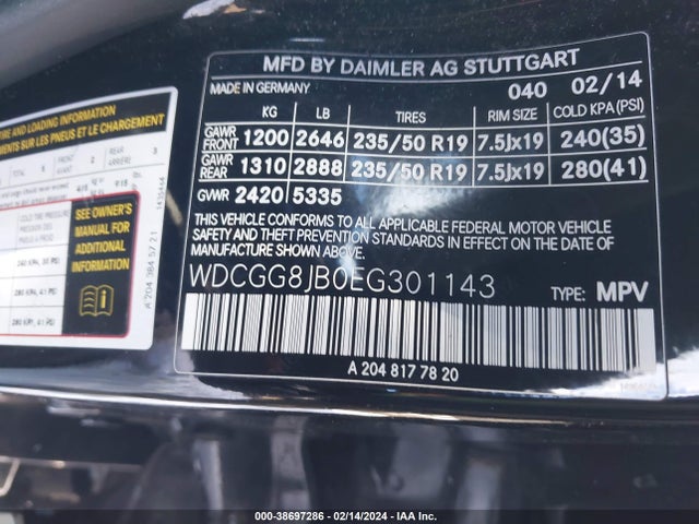 WDCGG8JB0EG301143 Mercedes-Benz Glk 350 4matic