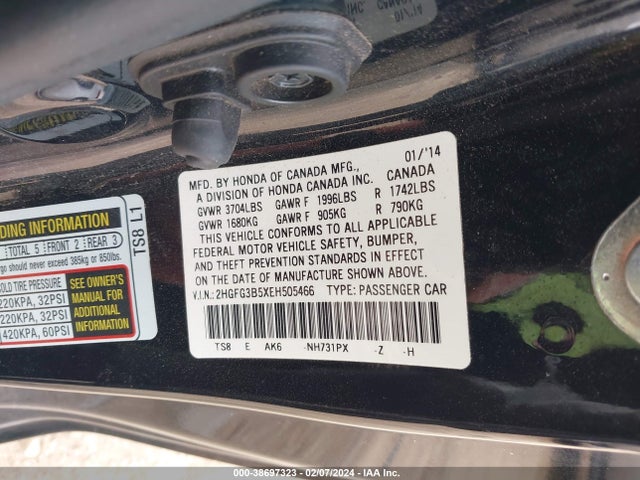 Honda Civic Lx 2014 2HGFG3B5XEH505466 Image 9