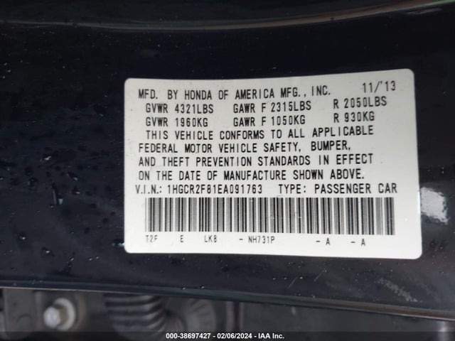 Honda Accord Ex-l 2014 1HGCR2F81EA091763 Image 9