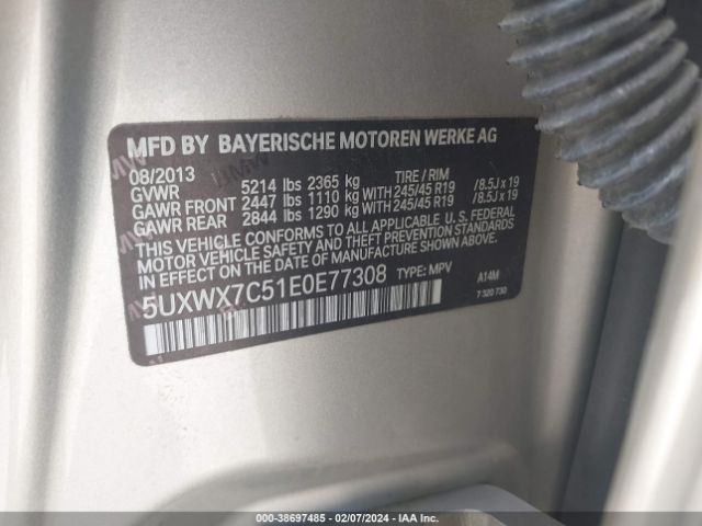 5UXWX7C51E0E77308 BMW X3 Xdrive35i