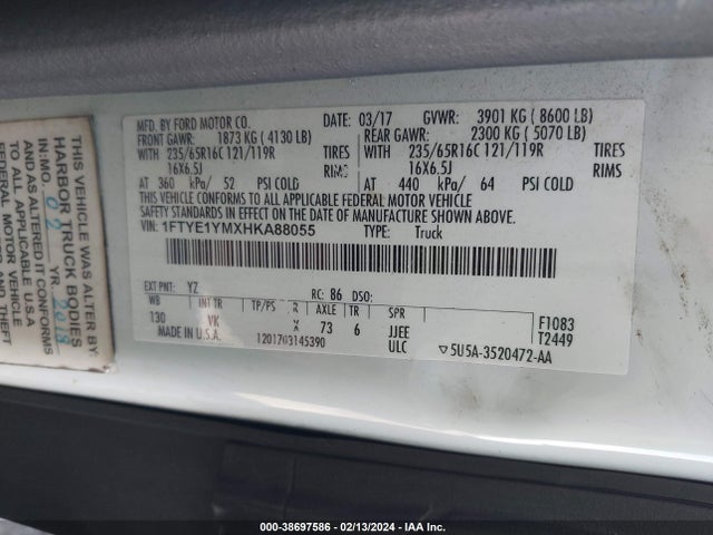 Ford Transit-150 2017 1FTYE1YMXHKA88055 Image 9