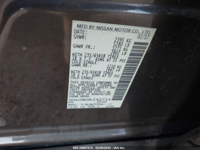 5N1AZ2MH1HN142714 Nissan MURANO SV