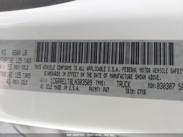 RAM 1500 Rebel  4x2 5'7 Box 2020 1C6RRELT8LN303509 Image 9