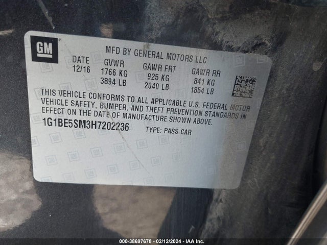 Chevrolet Cruze Lt Auto 2017 1G1BE5SM3H7202236 Image 9