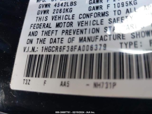 1HGCR6F38FA006379 Honda ACCORD HYBRID
