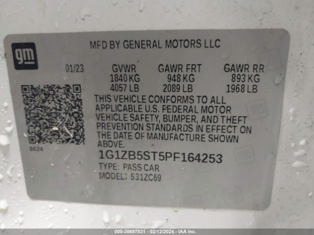 1G1ZB5ST5PF164253 Chevrolet Malibu Fwd Ls