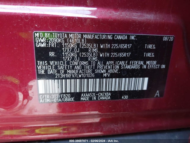 Toyota RAV4 LE 2020 2T3H1RFV7LW101026 Image 9