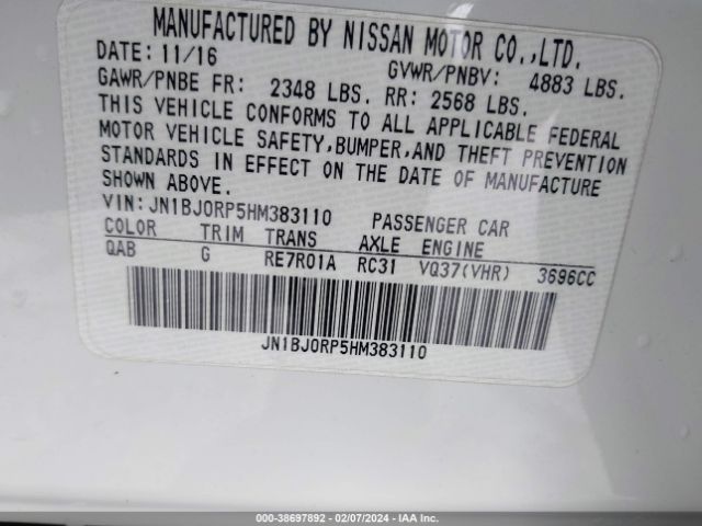 JN1BJ0RP5HM383110 Infiniti QX50