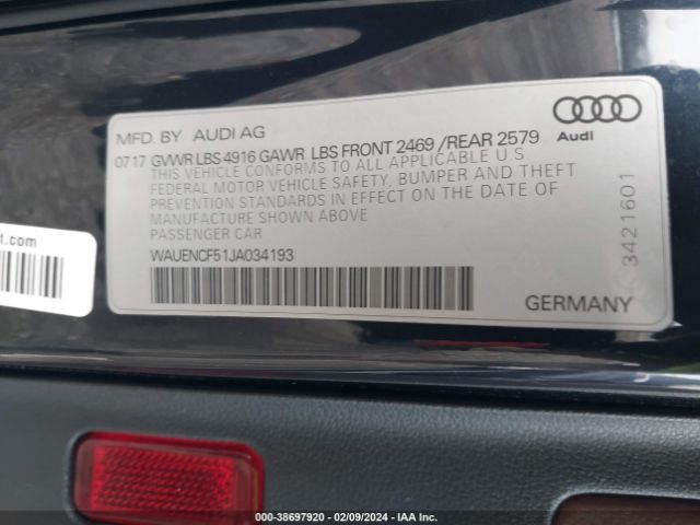 2018 AUDI A5 WAUENCF51JA034193 Photo 8