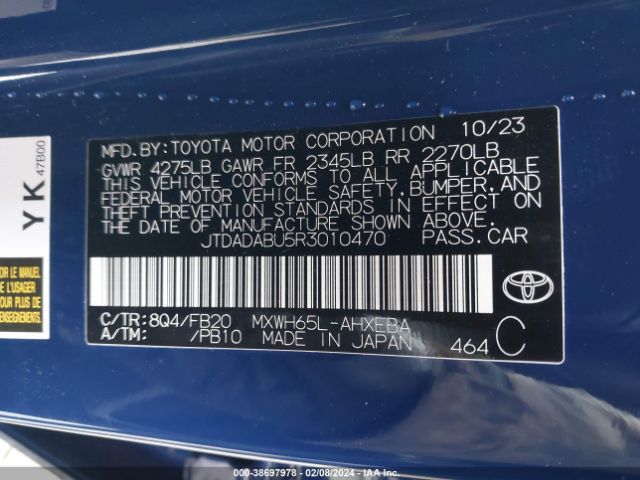 JTDADABU5R3010470 Toyota Prius Le Awd-e