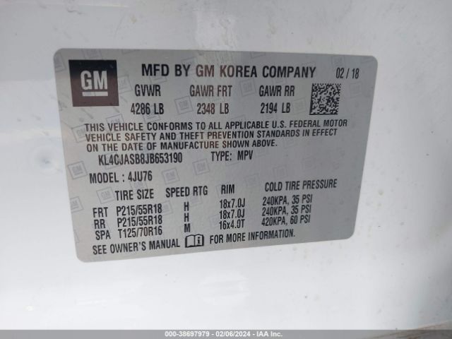 KL4CJASB8JB653190 Buick Encore Preferred