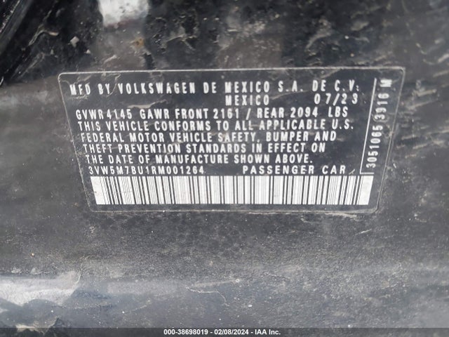 3VW5M7BU1RM001264 Volkswagen Jetta 1.5t S