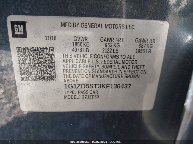 Chevrolet MALIBU LT 2019 1G1ZD5ST3KF136437 Image 9
