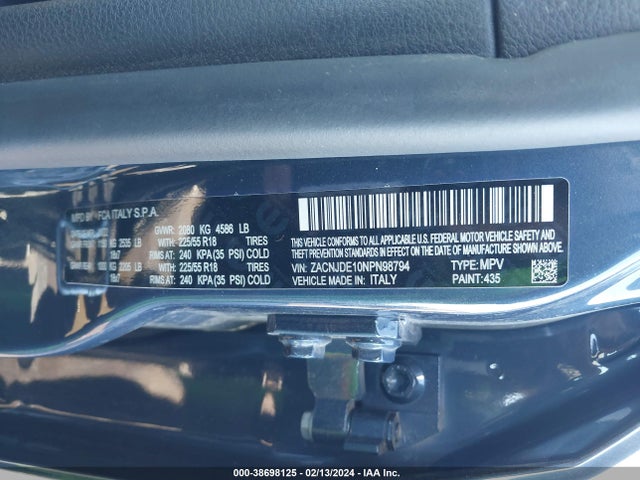 ZACNJDE10NPN98794 Jeep Renegade Altitude 4x4