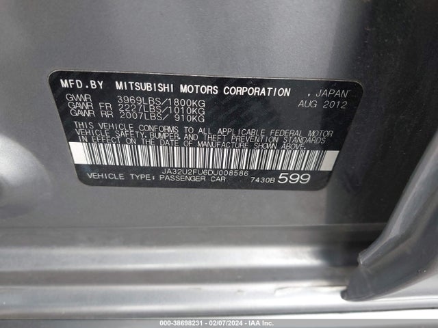 2013 MITSUBISHI LANCER JA32U2FU6DU008586 Photo 8