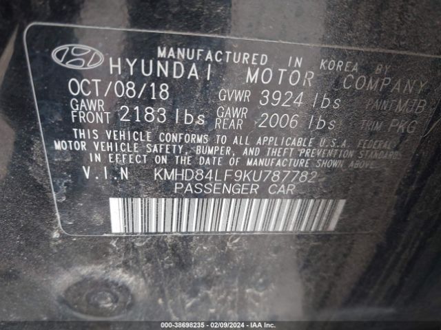 KMHD84LF9KU787782 Hyundai Elantra Value Edition
