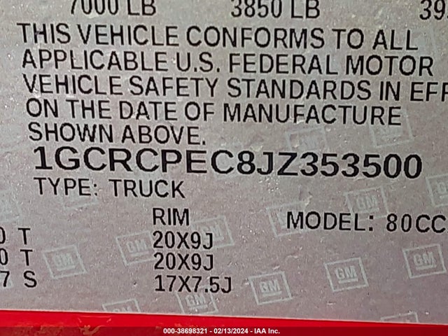 Chevrolet Silverado 1500 Custom 2018 1GCRCPEC8JZ353500 Image 9
