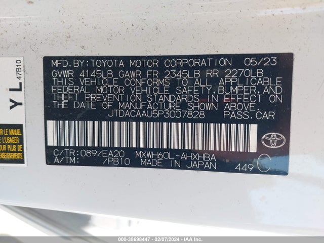 JTDACAAU5P3007828 Toyota Prius Limited