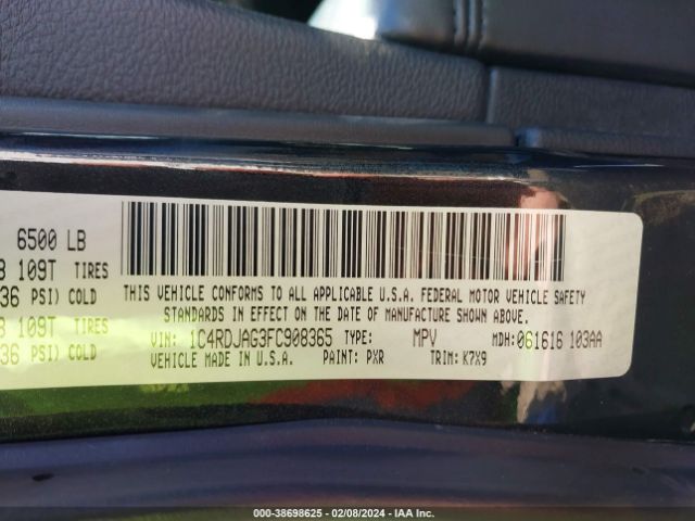 1C4RDJAG3FC908365 Dodge Durango Sxt