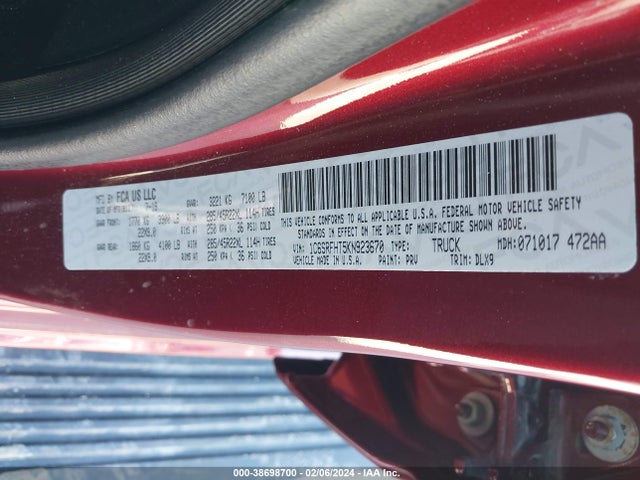 RAM 1500 Limited  4x4 5'7 Box 2019 1C6SRFHT5KN923670 Image 9