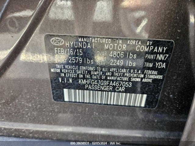 Hyundai AZERA 2015 KMHFG4JG9FA467053 Image 9