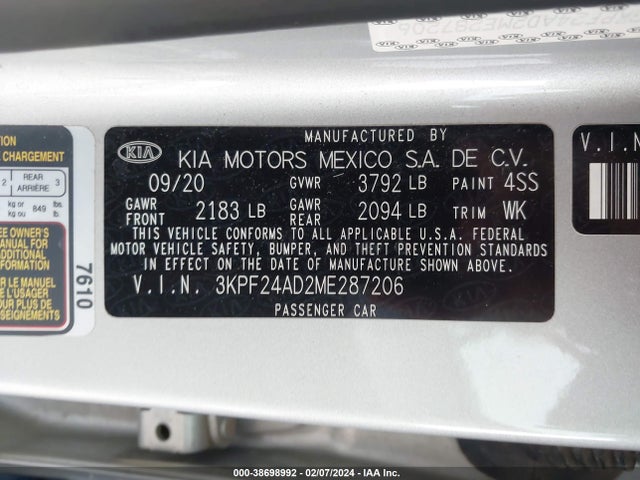 KIA Forte Lxs 2021 3KPF24AD2ME287206 Image 9