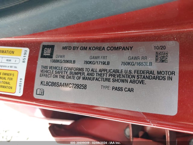 Chevrolet Spark Fwd Ls Automatic 2021 KL8CB6SA4MC729258 Image 9