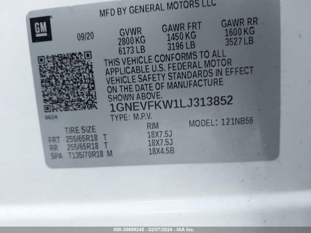 Chevrolet Traverse Awd Ls 2020 1GNEVFKW1LJ313852 Image 9