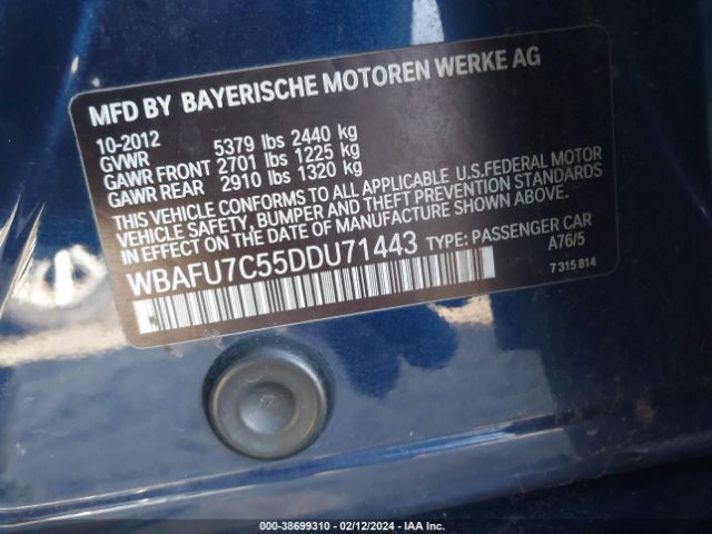 2013 BMW 535I WBAFU7C55DDU71443 Photo 8