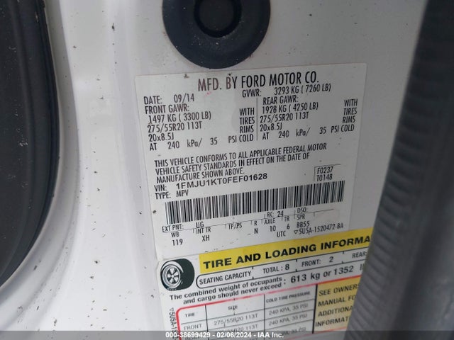 Ford Expedition Limited 2015 1FMJU1KT0FEF01628 Image 9
